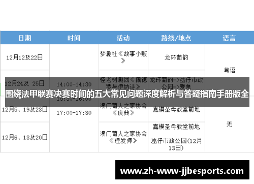 围绕法甲联赛决赛时间的五大常见问题深度解析与答疑指南手册版全